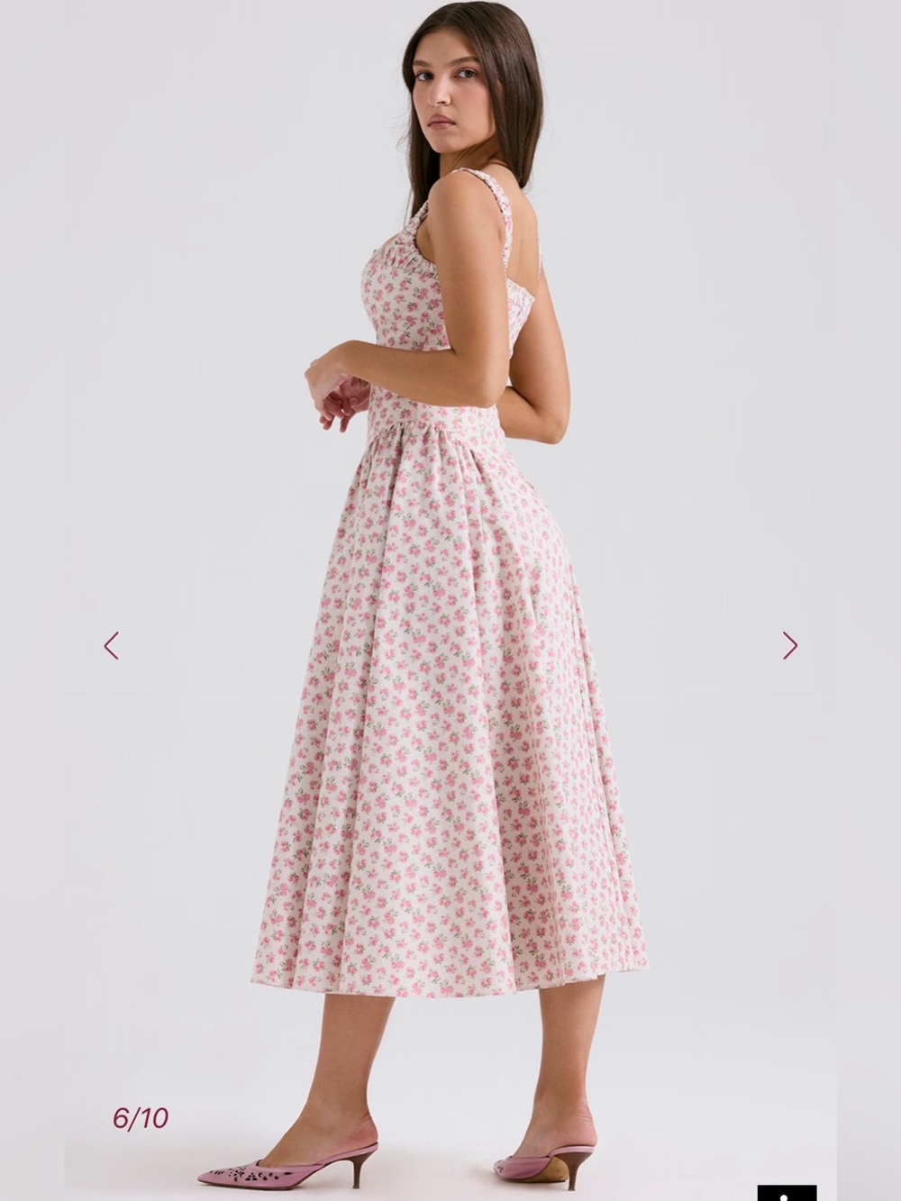 NWT HOUSE OF CB DOROTHY - White Rosebud Print Cotton Midi Sundress Size XS - Picture 5 of 13